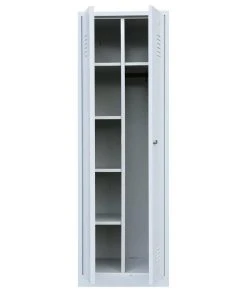 Lullmann Mehrzweckspind Kleiderspind Spindschrank 2 Abteile, 1800 X 600 X 500 Mm Lichtgrau/feuerrot