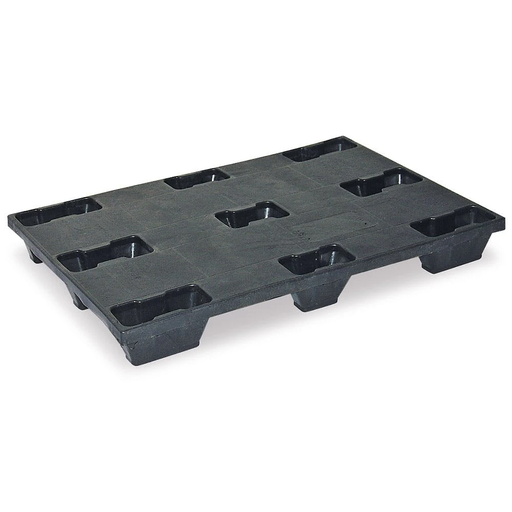 Null Kunststoffpalette Mit 3 Kufen, LxBxH 1200 X 1000 X 150 Mm, Schwarz, Mit Sicherungsrand 7 Null Kunststoffpalette Mit 3 Kufen, LxBxH 1200 X 1000 X 150 Mm, Schwarz, Mit Sicherungsrand – Bild 7