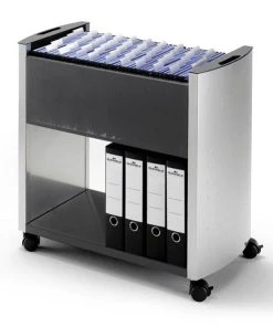 Durable 3076121 Design Line Hängemappenwagen 80 A4, Anthrazit / Metallic Silber