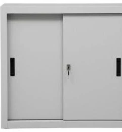 PROREGAL Schiebetürenschrank Ant | 2 Ordernhöhen | HxBxT 75x80x45 Cm | Grau