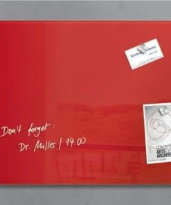 Sigel Glas-Magnetboard Artverum, Rot Inkl. Extra Starker SuperDym-Magnete,