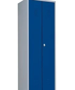 Lullmann Spind Kleider-Wäsche-Schrank Kleiderspind 2-türig 180x50x50cm Lichtgrau/enzianblau 510701