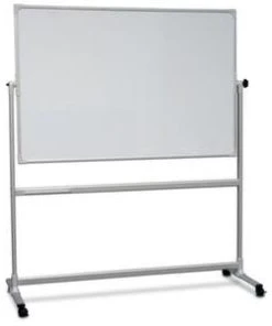 Franken Mobile Drehtafel, H 1950mm, Magnethaftend, Tafel Weiß, 2 Schreibflächen, Ablageschale, Rahmen Alu, Silber, Gestell Alu