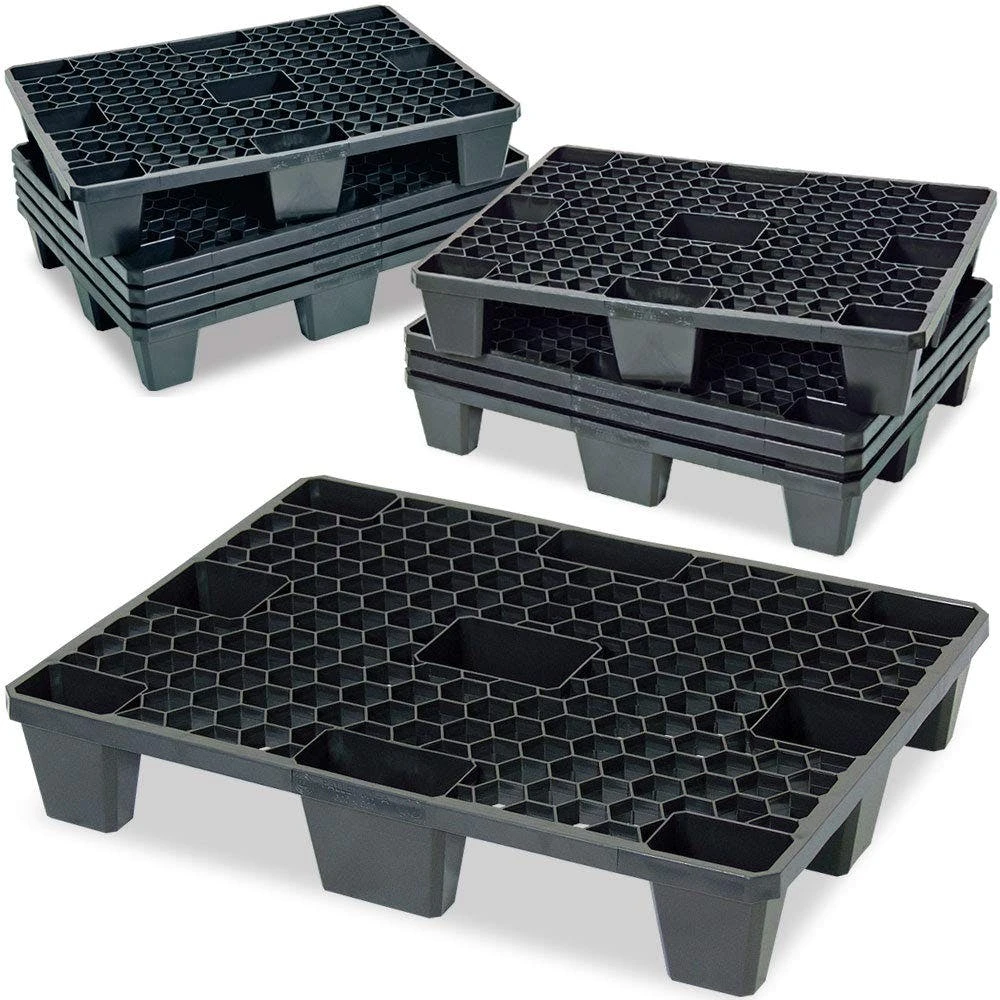 Null Kunststoffpalette Mit 3 Kufen, LxBxH 1200 X 1000 X 150 Mm, Schwarz, Ohne Sicherungsrand 6 Null Kunststoffpalette Mit 3 Kufen, LxBxH 1200 X 1000 X 150 Mm, Schwarz, Ohne Sicherungsrand – Bild 6