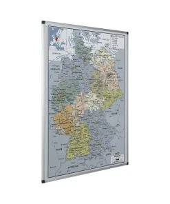 Bi-Office Laminierte, Magnetische Deutschlandkarte Mit Aluminiumrahmen 120x90cm
