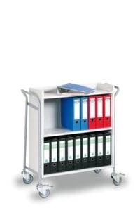 Null Ordnerwagen, Tragl. 150kg, 3 Etage(n), Ladefl. LxB 728x315mm, Mit Abrollrand, RAL7001