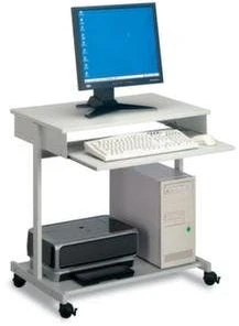 Durable PC-Tisch, HxBxT 770x750x450mm, 2 Böden, Tastaturauszug, Ebenen Lichtgrau, Gestell Lichtgrau, 4 Doppellauffrollen