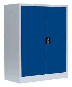 Lullmann Flügeltürenschrank Metallschrank Abschließbar 100 X 80 X 38,3cm Grau/Blau 530311