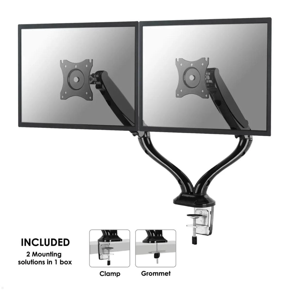 Null Neomounts Select NM-D135D Dual-Monitor Tischhalter Schwenkbar 10-27Zoll, Silber 2 Null Neomounts Select NM-D135D Dual-Monitor Tischhalter Schwenkbar 10-27Zoll, Silber – Bild 2