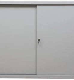 PROREGAL Schiebetürenschrank Ant | 3 Ordernhöhen | HxBxT 109x160x45 Cm | Grau