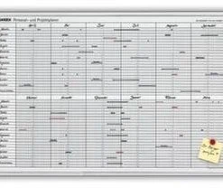 Franken Personal-/Projektplaner, HxB 600x900mm, Magnethaftend, Tafel Weiß, 2 Schreiber/3 Magnete, Rahmen Alu, Silber