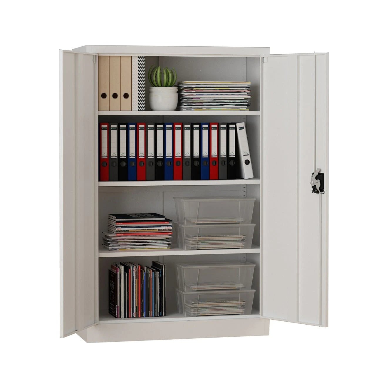 MIDORI® Aktenschrank Büroschrank Metallschrank Flügeltürenschrank Lagerschrank 3 Böden Grau 1 MIDORI® Aktenschrank Büroschrank Metallschrank Flügeltürenschrank Lagerschrank 3 Böden Grau