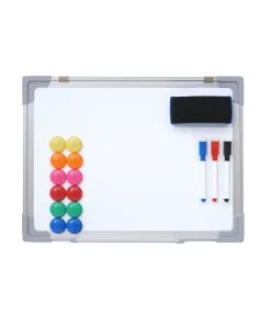 Null Whiteboard HWC-C84, Magnettafel Memoboard Pinnwand, Inkl. Zubehör ~ 40x30cm