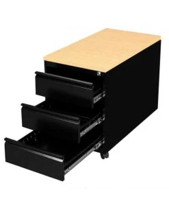 Lullmann Rollcontainer Bürocontainer Mit 3 Schubladen 620 X 460 X 790 Mm Tiefschwarz/ahorn 505802