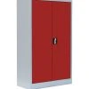 Lullmann Stahl-Aktenschrank Aktenschrank Abschließbar Büroschrank Lichtgrau/Rot 120 X 80 X 38,3cm 530294