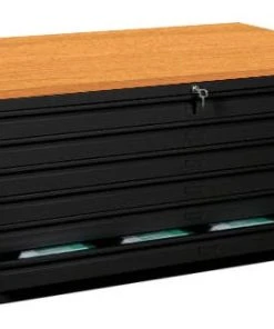 Lullmann Zeichnungsschrank DIN A1 Flachablageschrank Planschrank 6 Schubladen Stahl Schwarz 565119