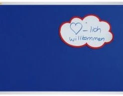 Franken Pinntafel, HxB 900x1800mm, Pinnbar, Tafel Filz, Blau, Rahmen Alu, Silber