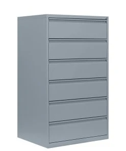 Lullmann Karteischrank Karteikartenschrank DIN A5 Quer Dreibahnig 6 Schubladen Lichtgrau 565630