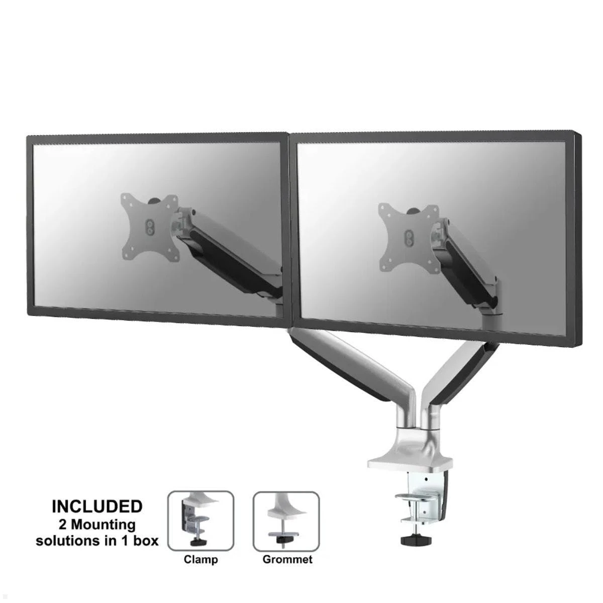 Null Neomounts Select NM-D135D Dual-Monitor Tischhalter Schwenkbar 10-27Zoll, Silber 4 Null Neomounts Select NM-D135D Dual-Monitor Tischhalter Schwenkbar 10-27Zoll, Silber – Bild 4