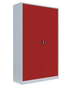 Lullmann XXXL Stahl-Aktenschrank Metallschrank Abschließbar Werkzeugschrank 195 X 120 X 42,2cm Grau/Rot 530374