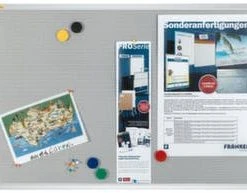 Franken Pinntafel, HxB 450x600mm, Pinnbar, Magnethaftend, Ablageschale, Rahmen Alu, Silber
