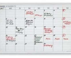 Franken Wochenplaner, HxB 600x900mm, Magnethaftend, Tafel Weiß, 2 Schreiber/3 Magnete, Rahmen Alu, Silber